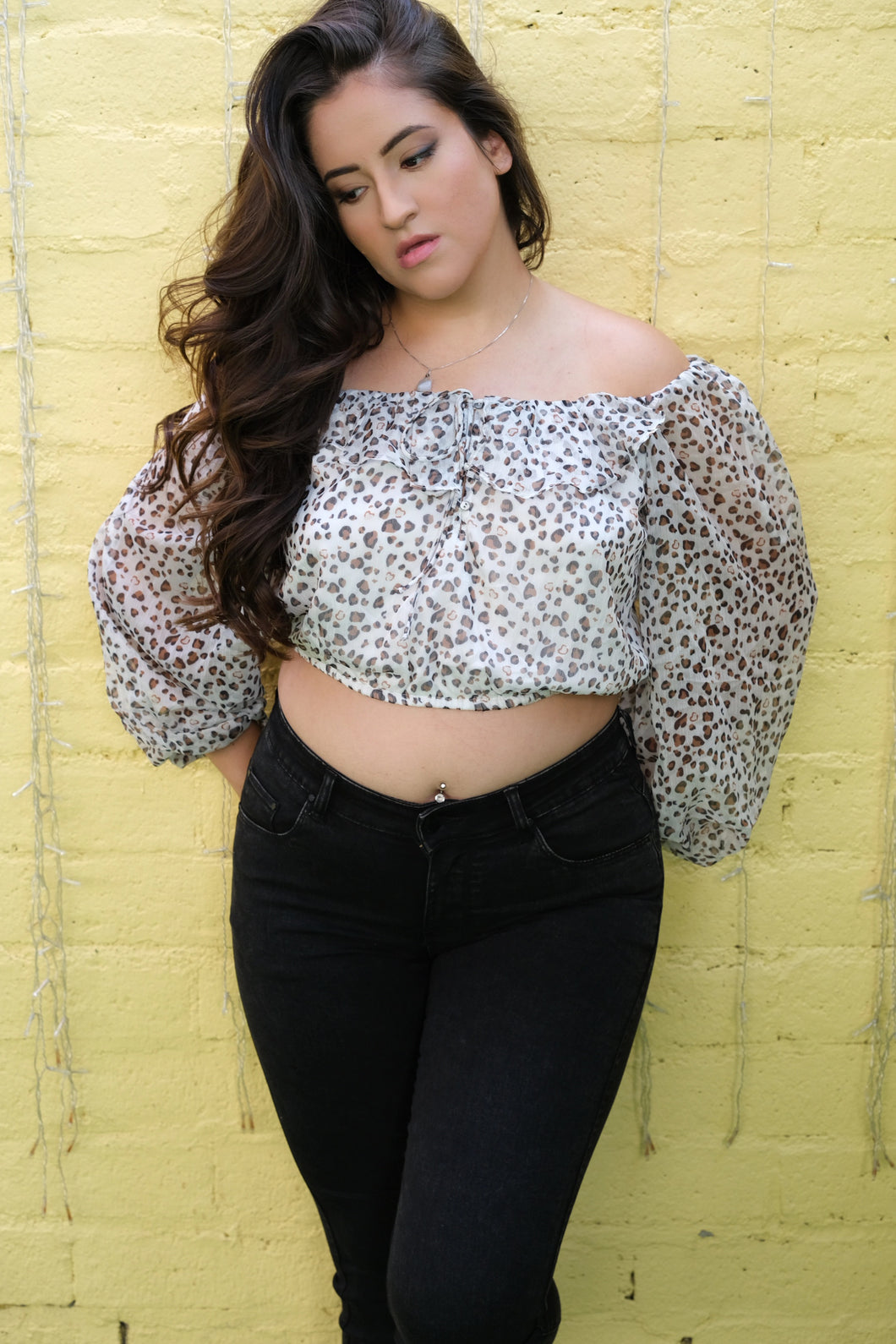 Offshoulder Leapard Print Top